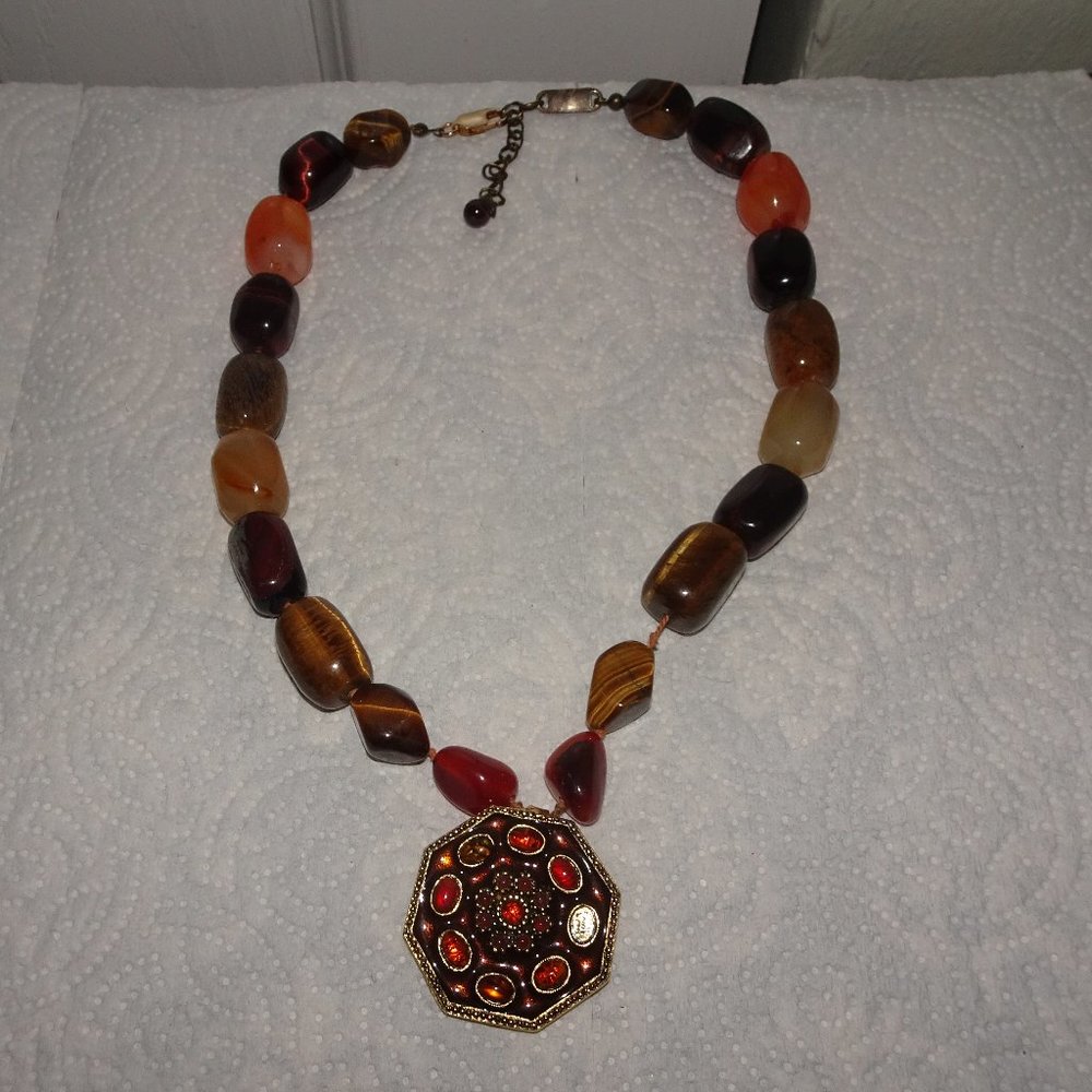 A.V. Max Tiger Eye Stone Pendant Necklace